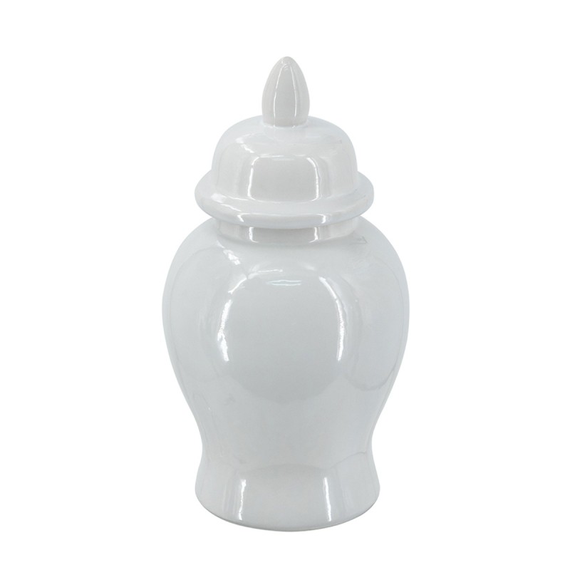 Artekko Melania Λευκό Κεραμικό Διακοσμητικό Δοχείο Βάζο με Καπάκι (16x16x31)cm