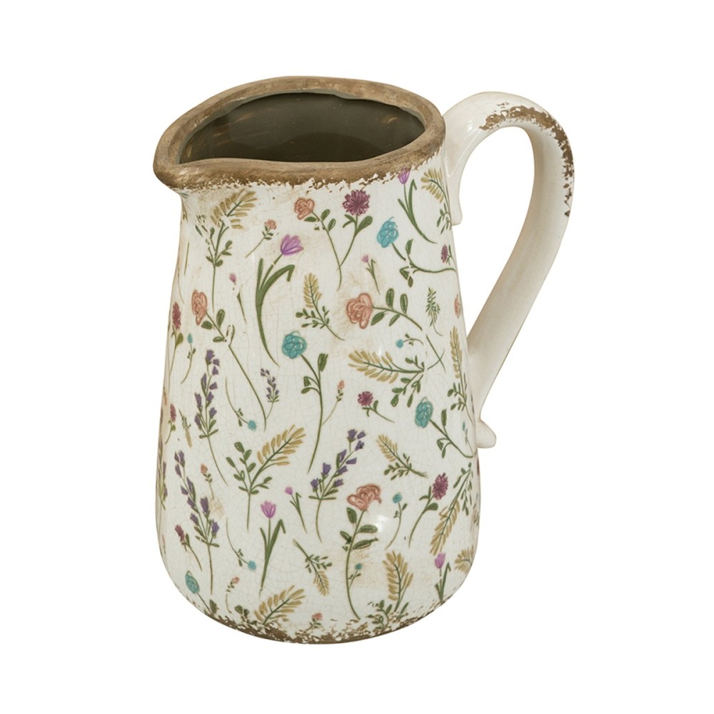 Artekko Aging Λευκό Κεραμικό Βάζο Κανάτα με Λουλούδια (20.5x14.5x23)cm