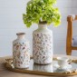 Artekko Aging Λευκό Κεραμικό Βάζο με Λουλούδια (13.5x13.5x27)cm
