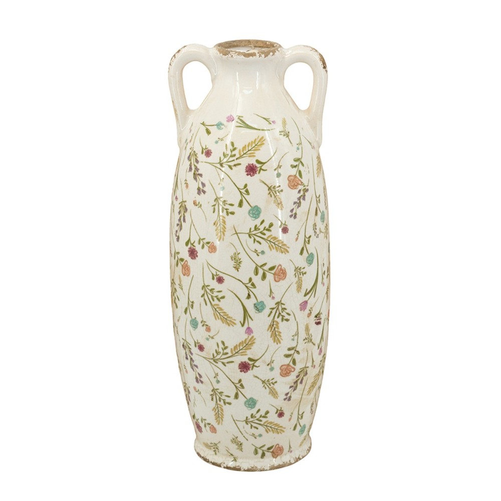 Artekko Aging Λευκό Κεραμικό Βάζο με Λουλούδια (15x15x39.5)cm