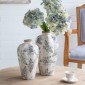 Artekko Aging Λευκό Κεραμικό Βάζο με Γκρι Λουλούδια (20.5x20.5x34.5)cm