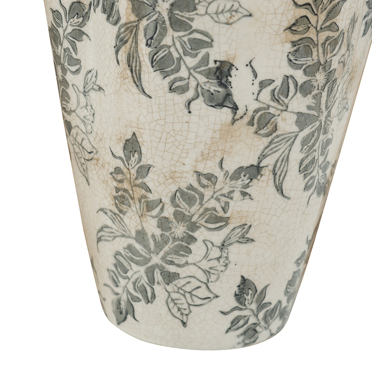 Artekko Aging Λευκό Κεραμικό Βάζο με Γκρι Λουλούδια (13x13x29.5)cm