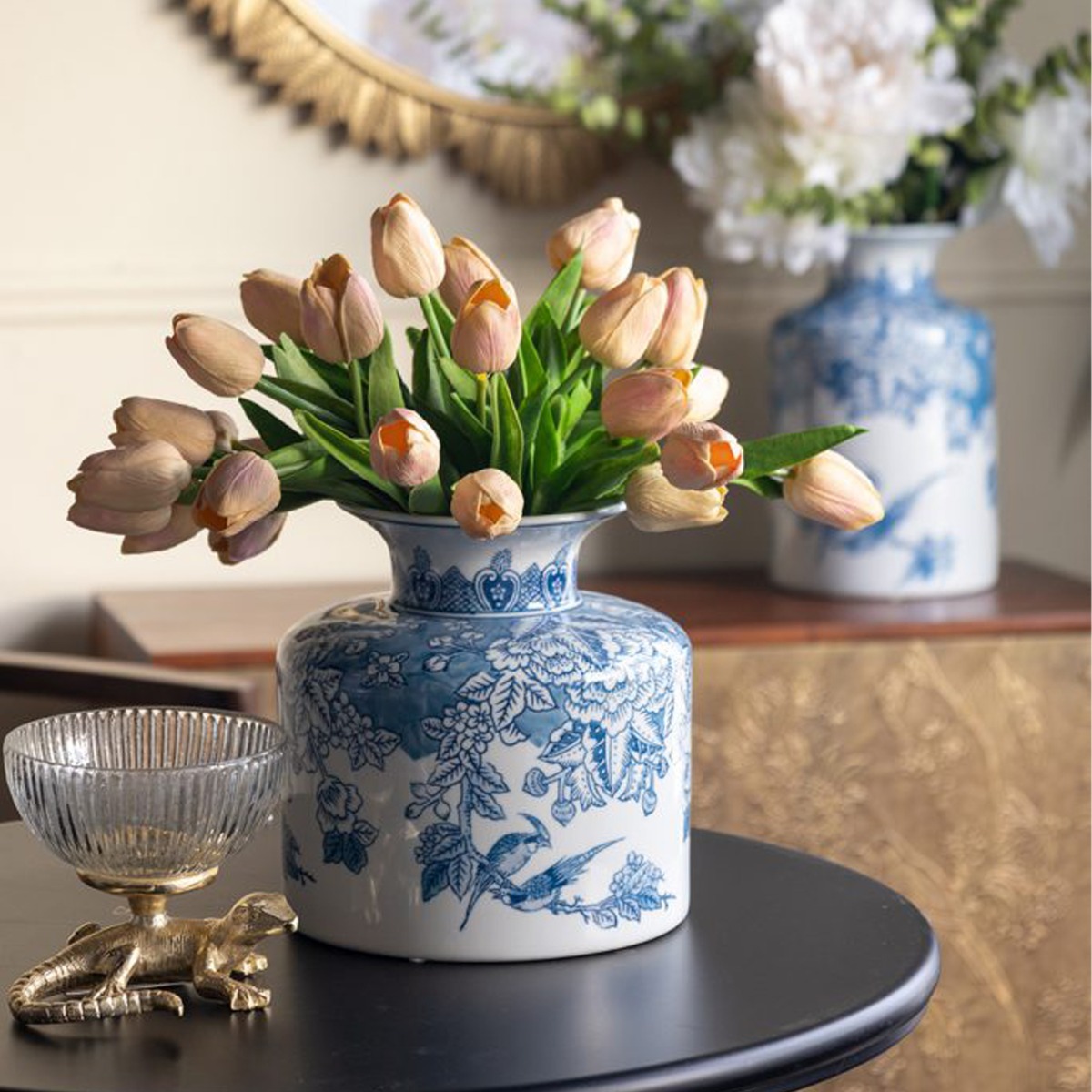 Artekko Melania Διακοσμητικό Βάζο Πορσελάνης σε Άσπρο με Μπλε (20x20x21)cm