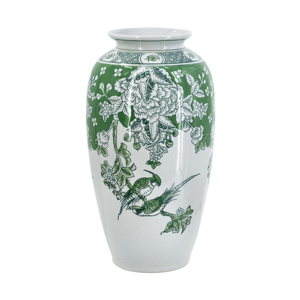 Artekko Melania Διακοσμητικό Βάζο Πορσελάνης σε Άσπρο με Πράσινο (19x19x37)cm