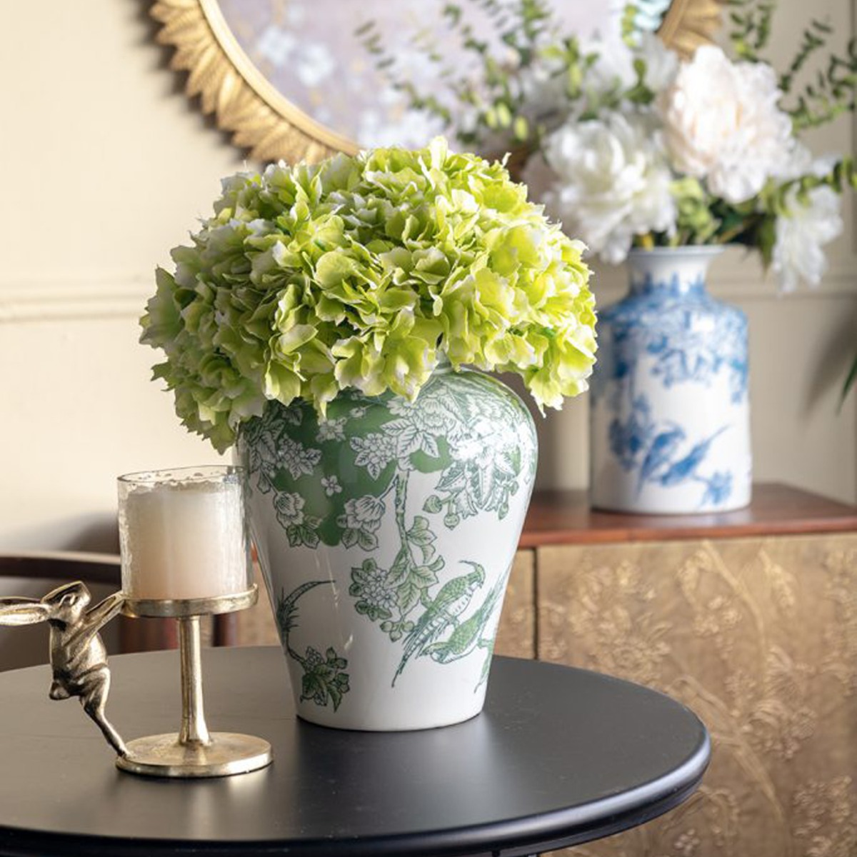 Artekko Melania Διακοσμητικό Βάζο Πορσελάνης σε Άσπρο με Πράσινο (21x21x26)cm