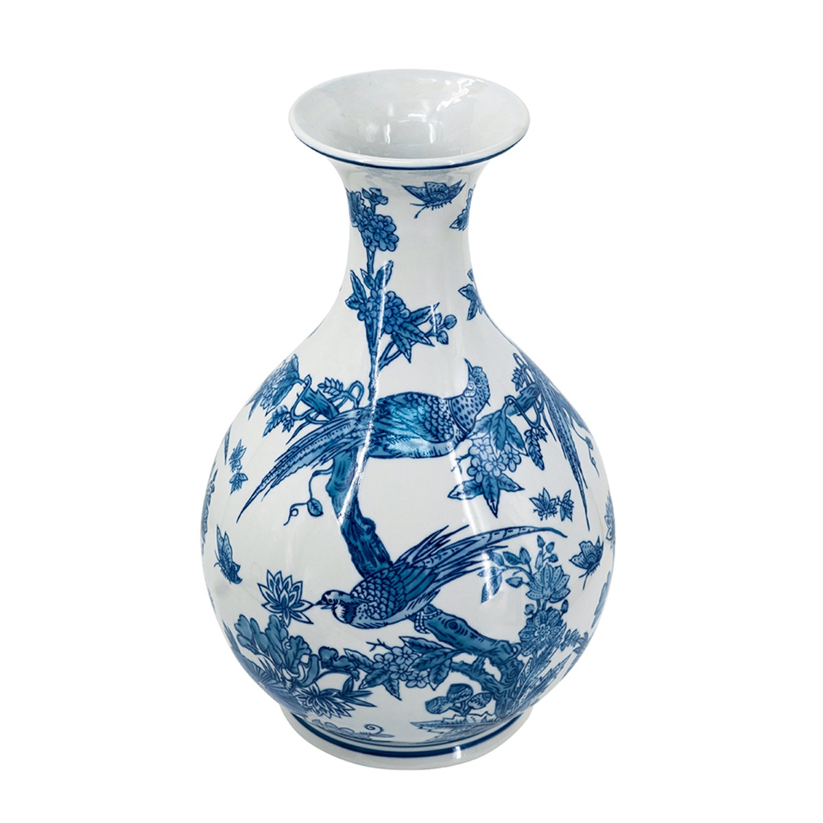 Artekko Melania Διακοσμητικό Βάζο Πορσελάνης σε Άσπρο με Μπλε (22x22x36)cm