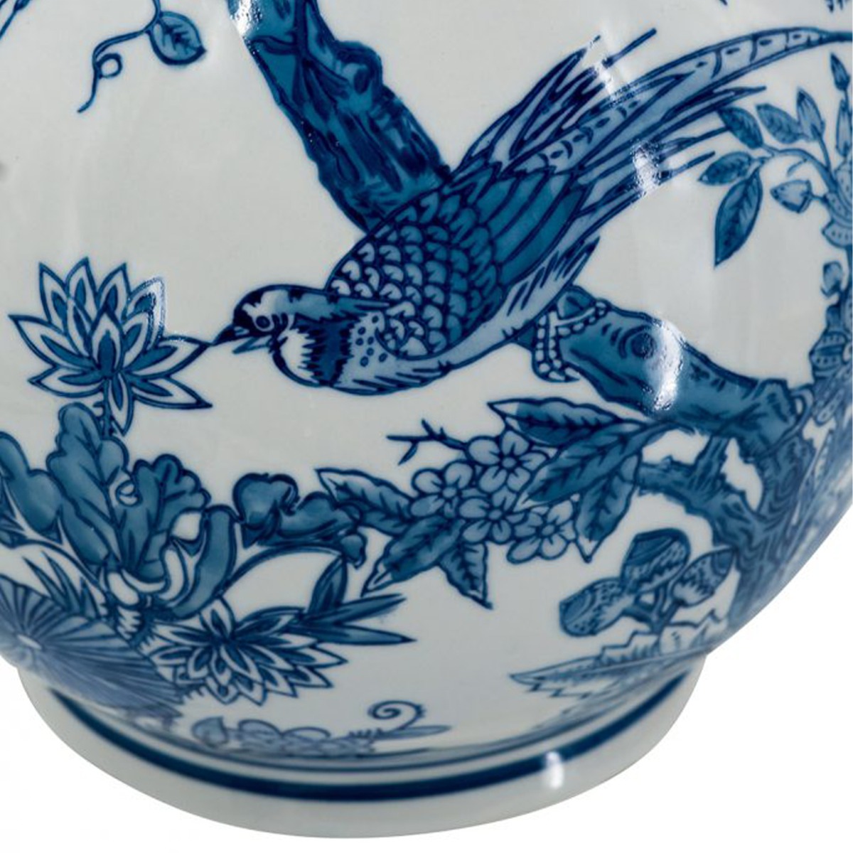 Artekko Melania Διακοσμητικό Βάζο Πορσελάνης σε Άσπρο με Μπλε (22x22x36)cm