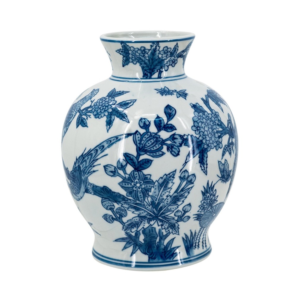 Artekko Melania Διακοσμητικό Βάζο Πορσελάνης σε Άσπρο με Μπλε (16.5x16.5x22)cm