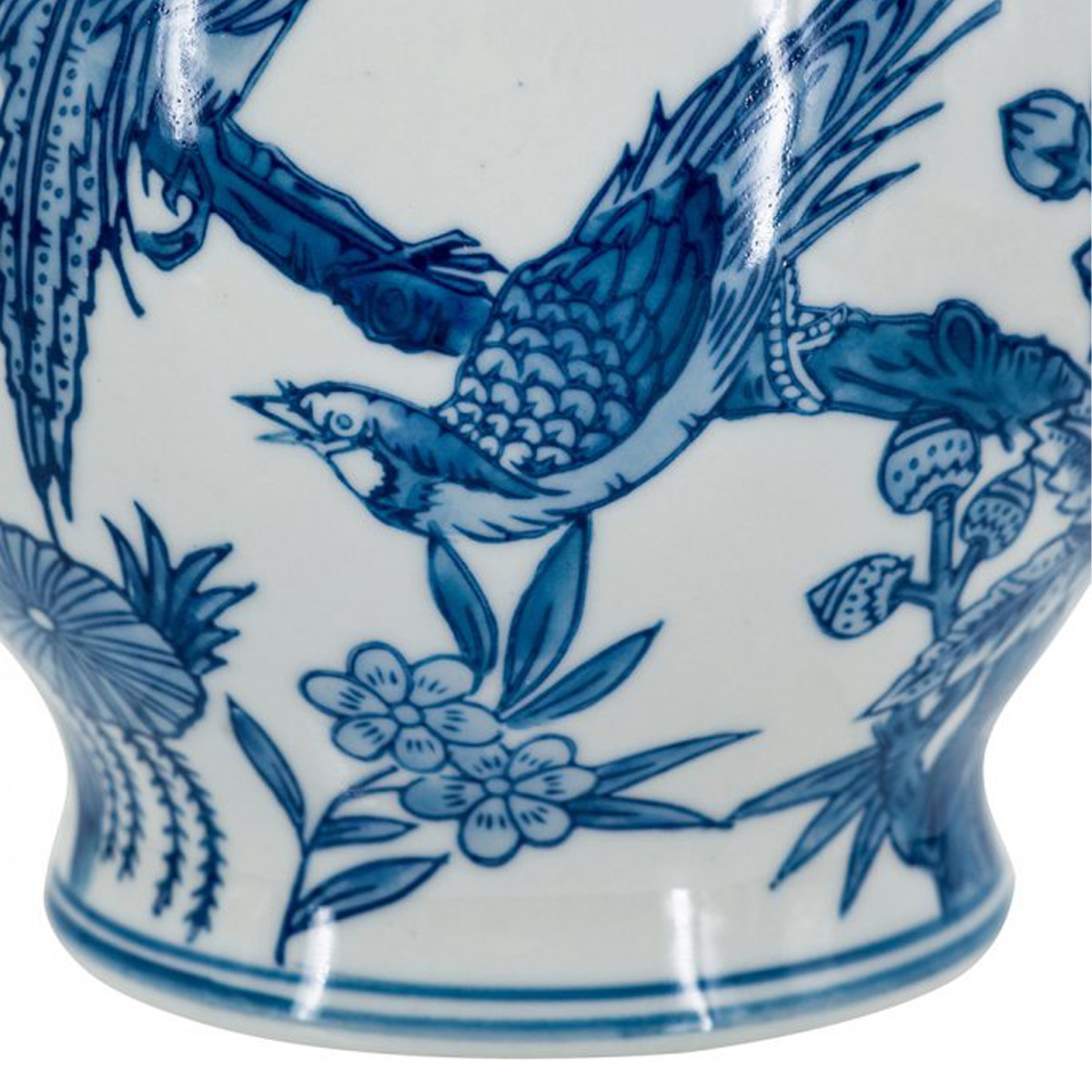 Artekko Melania Διακοσμητικό Βάζο Πορσελάνης σε Άσπρο με Μπλε (16.5x16.5x22)cm