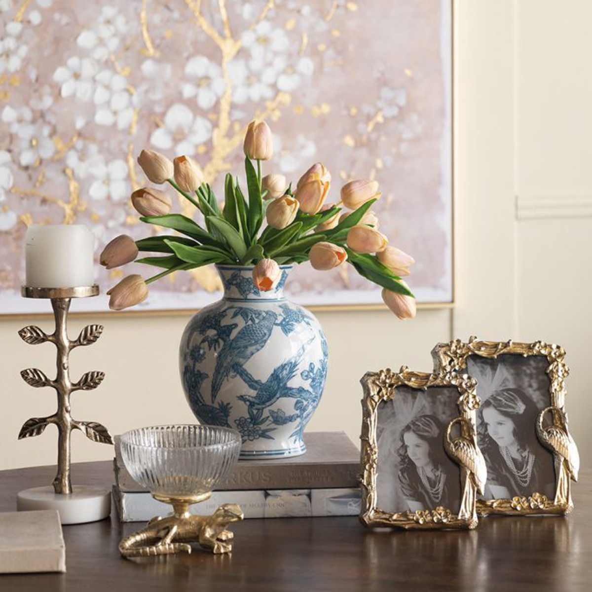 Artekko Melania Διακοσμητικό Βάζο Πορσελάνης σε Άσπρο με Μπλε (16.5x16.5x22)cm