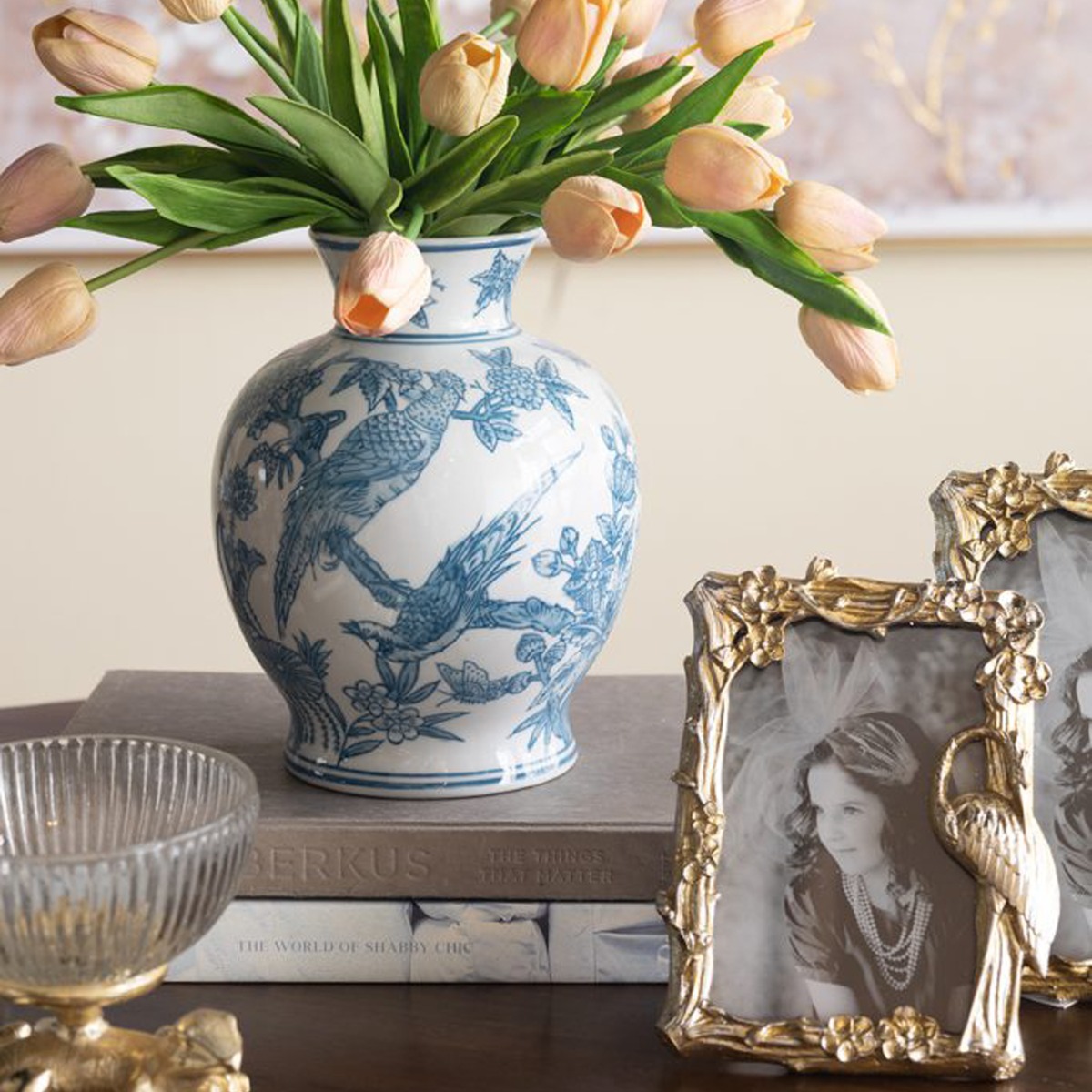 Artekko Melania Διακοσμητικό Βάζο Πορσελάνης σε Άσπρο με Μπλε (16.5x16.5x22)cm