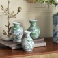 Artekko Melania Διακοσμητικά Βάζα Πορσελάνης σε Άσπρο με Πράσινο (10x10x15.5)cm 3pcs