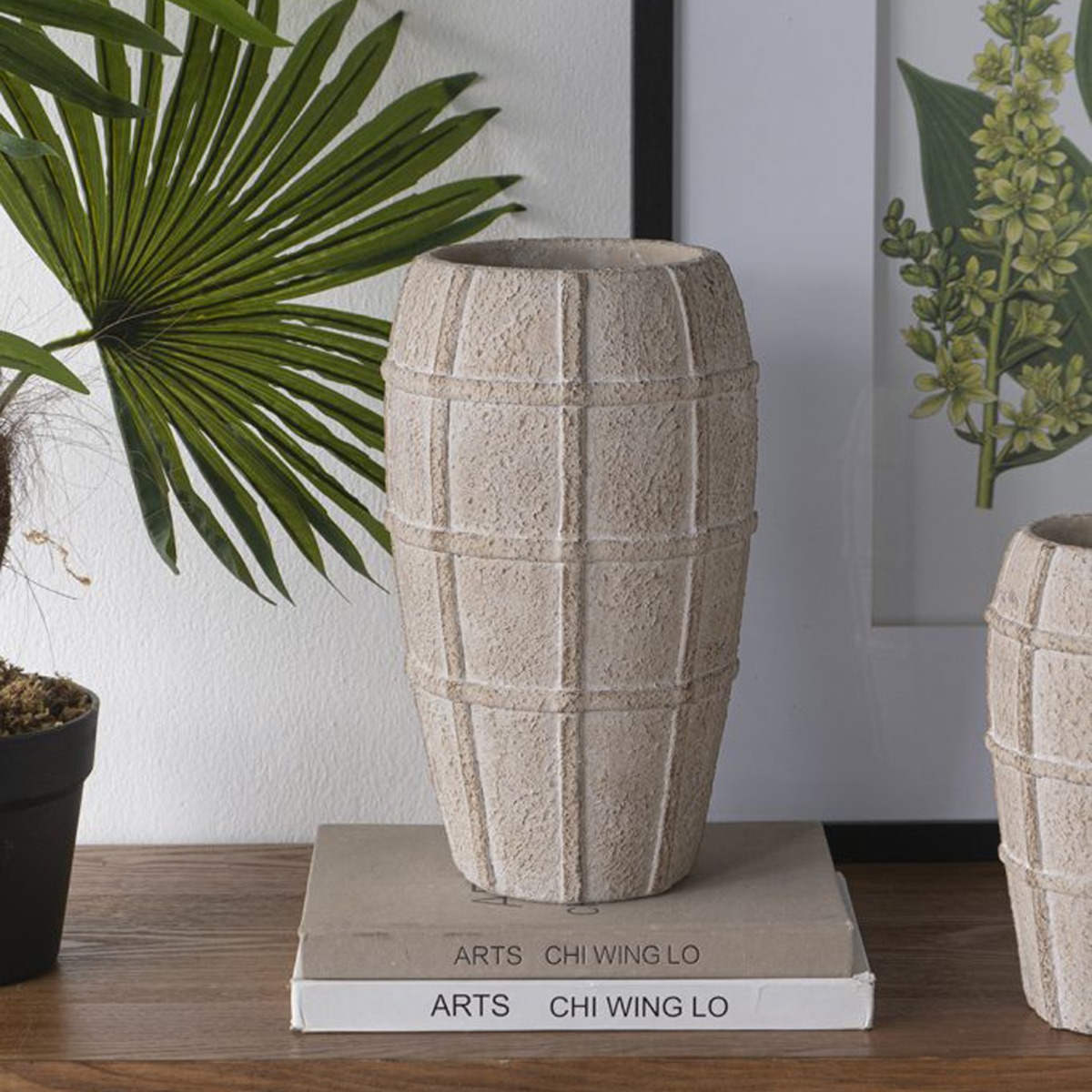 Artekko Cement Μπεζ Τσιμεντένιο Βάζο (18x18x30.5)cm