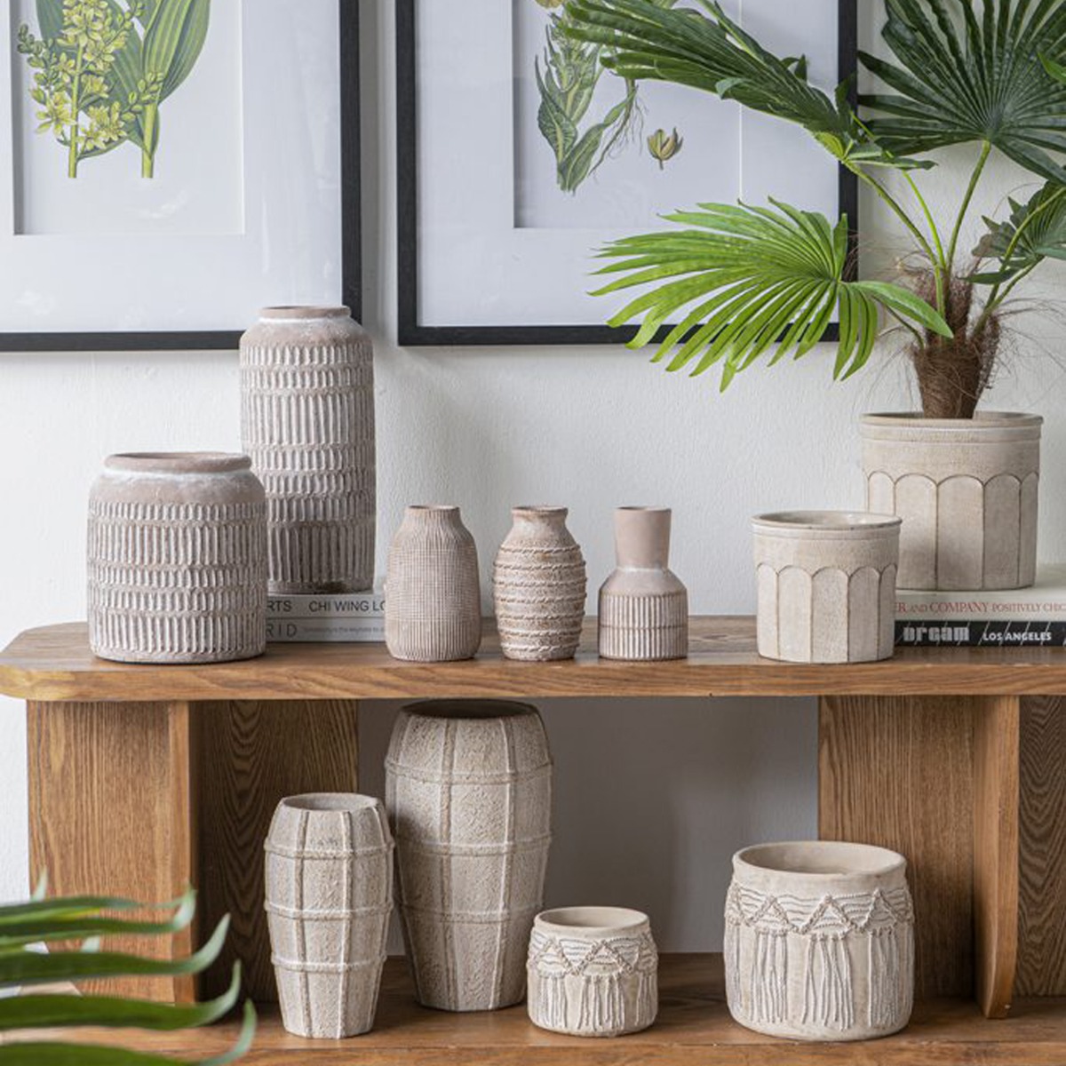 Artekko Cement Μπεζ Τσιμεντένιο Βάζο (18x18x30.5)cm