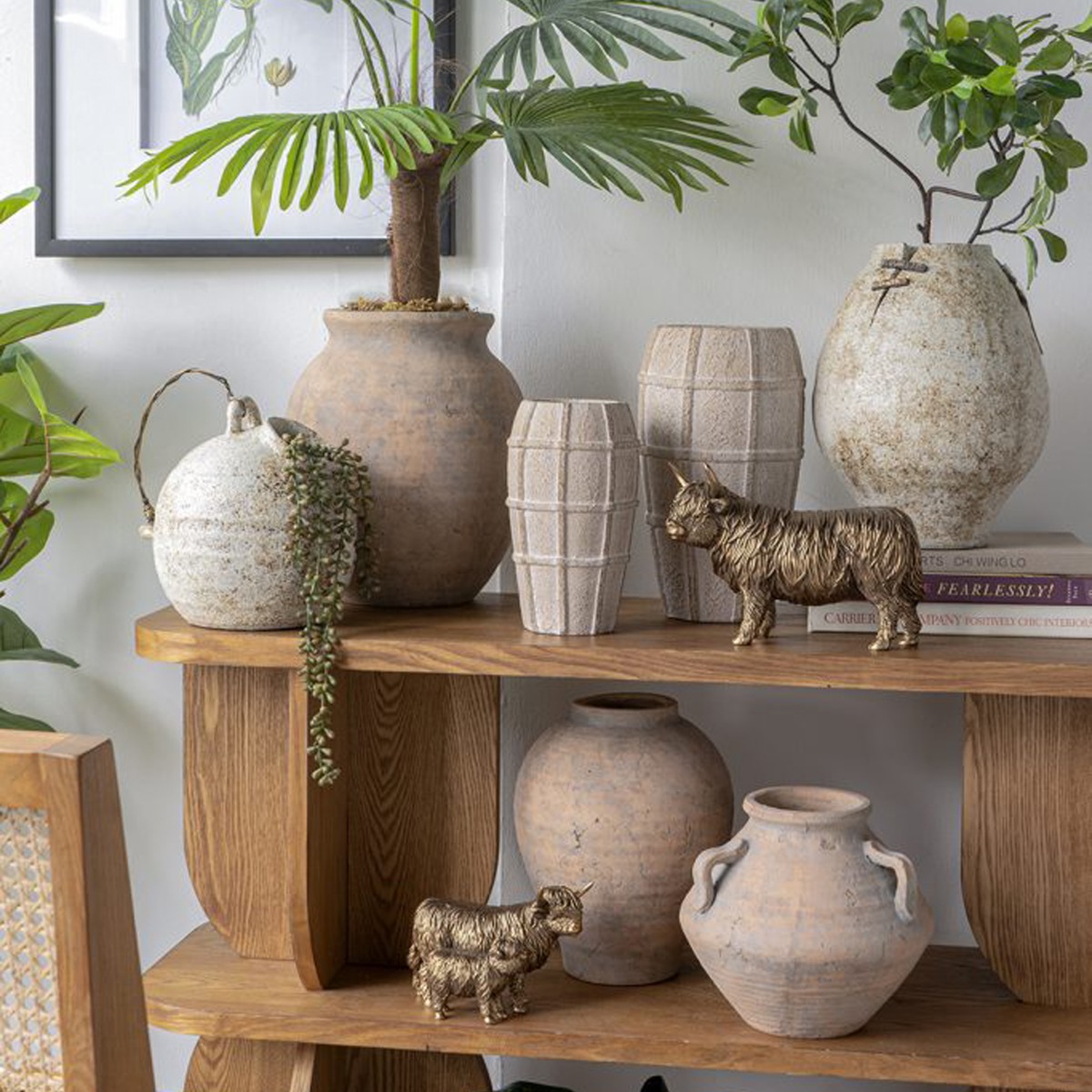 Artekko Cement Μπεζ Τσιμεντένιο Βάζο (18x18x30.5)cm