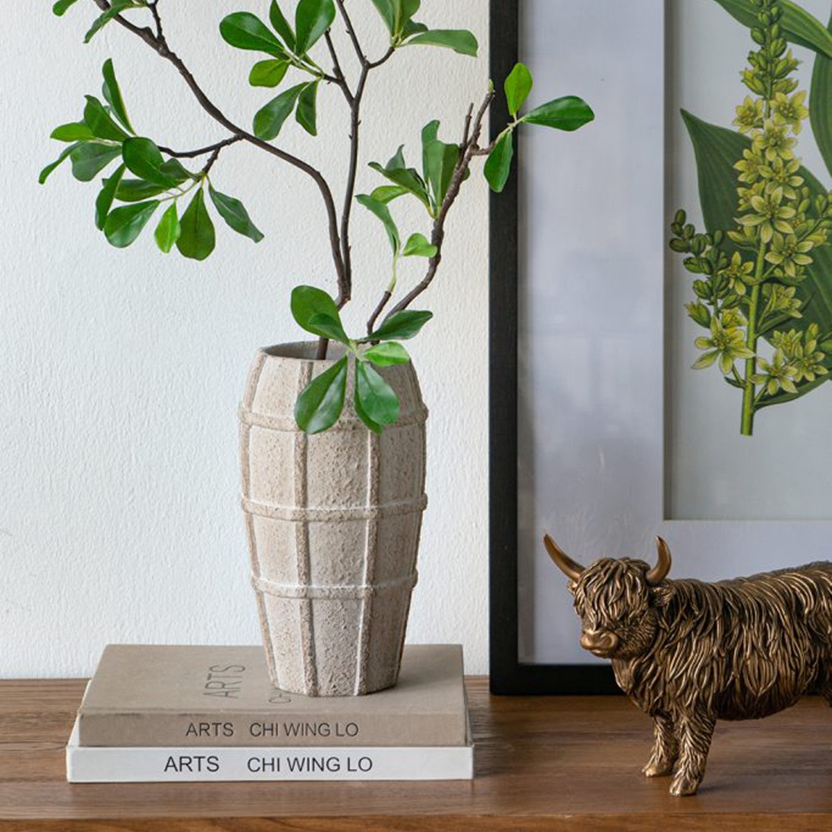 Artekko Cement Μπεζ Τσιμεντένιο Βάζο (13x13x23.5)cm