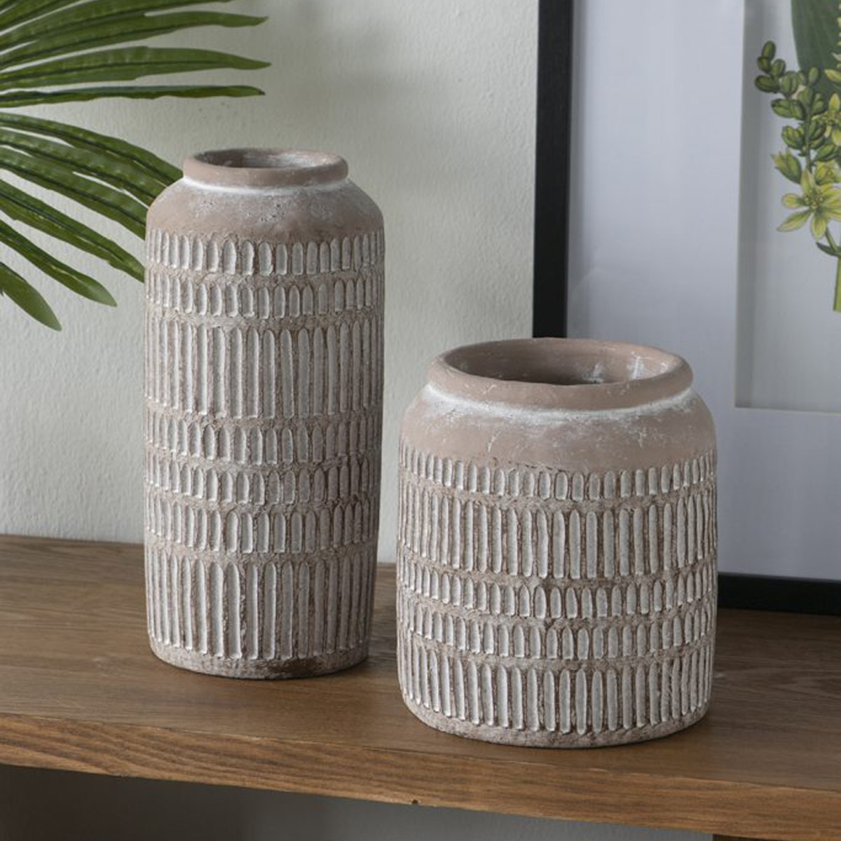 Artekko Cement Μπεζ Τσιμεντένιο Βάζο (14x14x30)cm