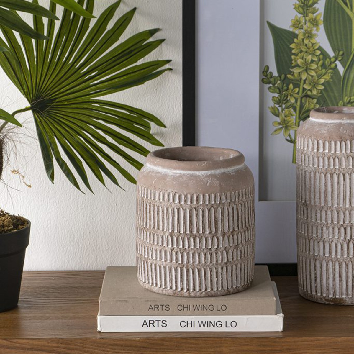 Artekko Cement Μπεζ Τσιμεντένιο Βάζο (18x18x20)cm