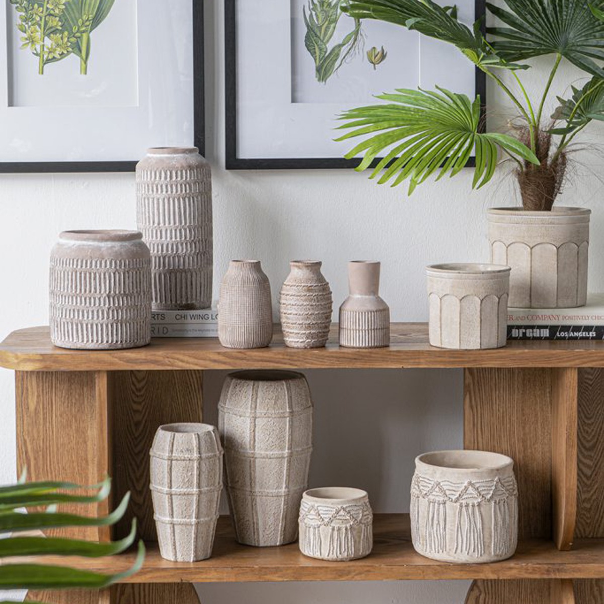 Artekko Cement Μπεζ Τσιμεντένιο Βάζο (18x18x20)cm