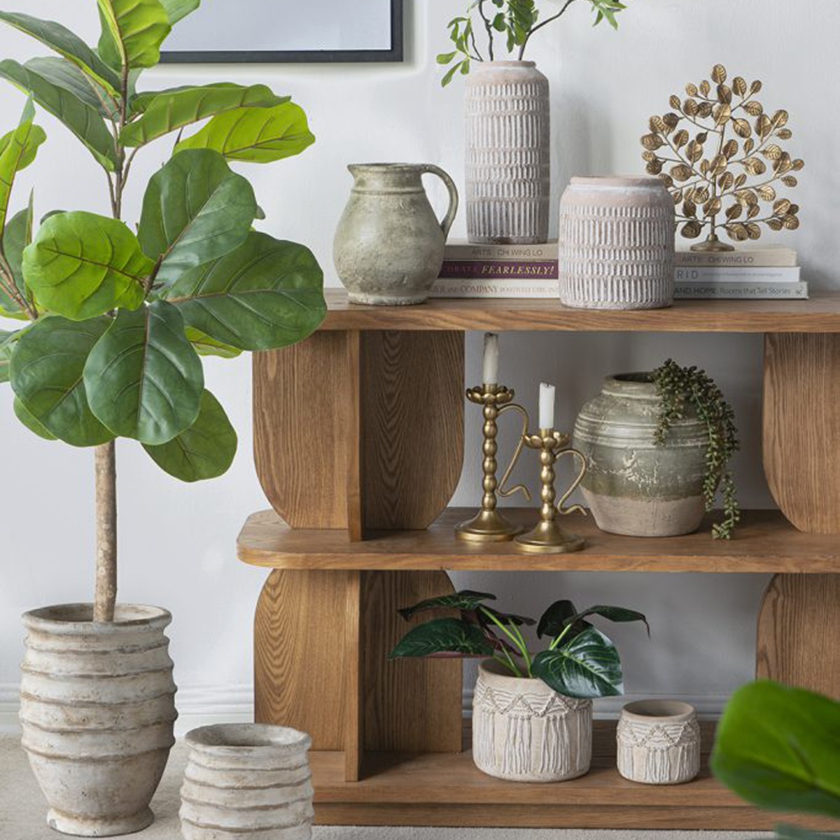 Artekko Cement Μπεζ Τσιμεντένιο Βάζο (18x18x20)cm