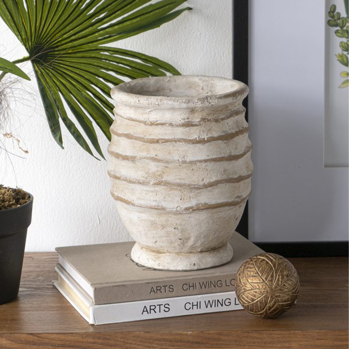 Artekko Cement Μπεζ Τσιμεντένιο Βάζο (18x18x23)cm