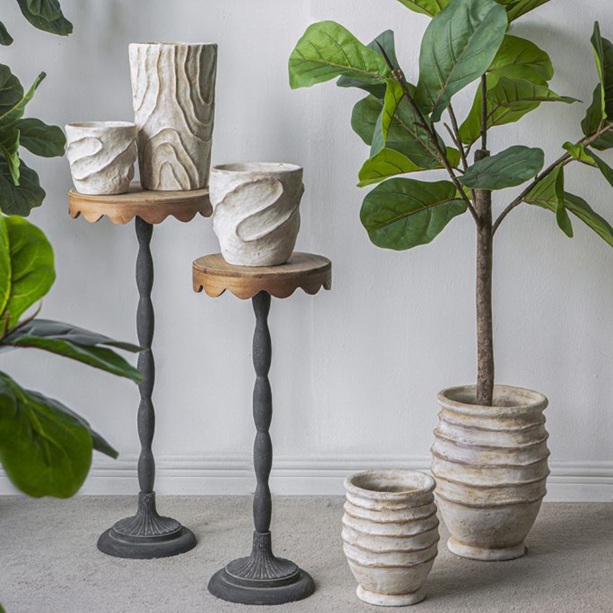 Artekko Cement Μπεζ Τσιμεντένιο Βάζο (18x18x23)cm