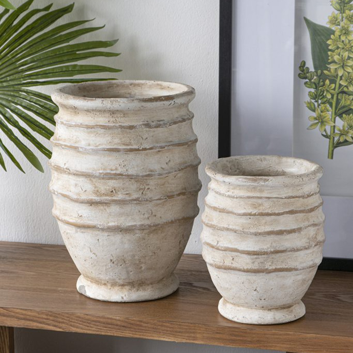 Artekko Cement Μπεζ Τσιμεντένιο Βάζο (24x24x33)cm