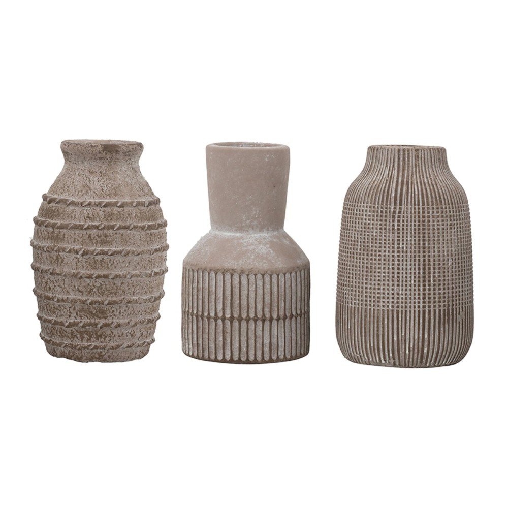 Artekko Cement Καφέ Τσιμεντένια Βάζα (9.5x9.5x15)cm 3pcs