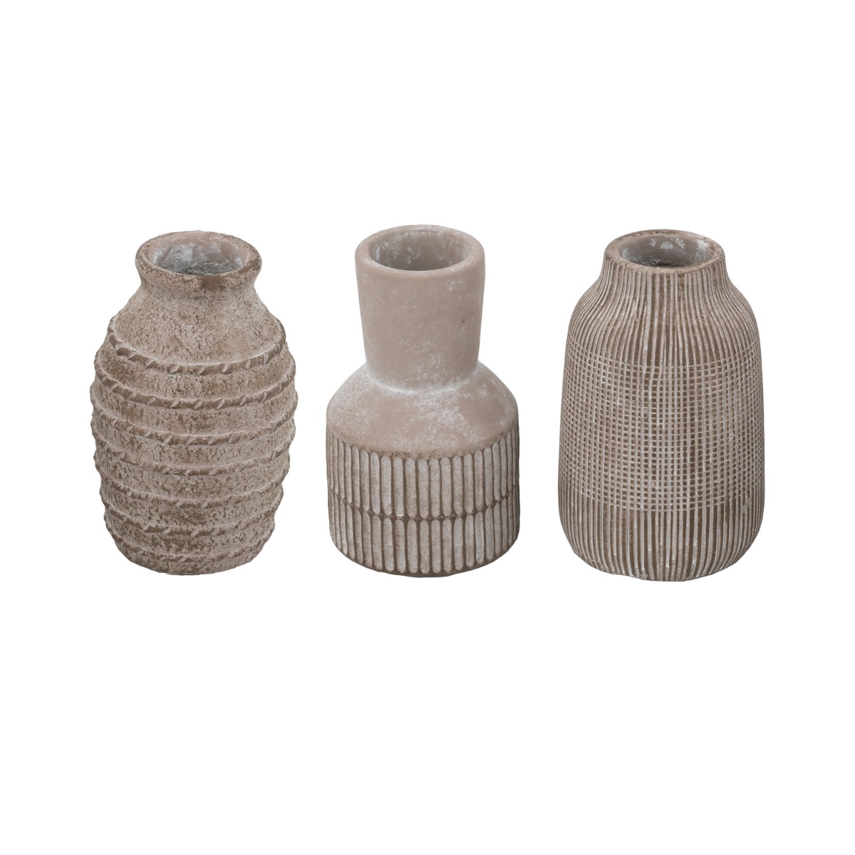 Artekko Cement Καφέ Τσιμεντένια Βάζα (9.5x9.5x15)cm 3pcs