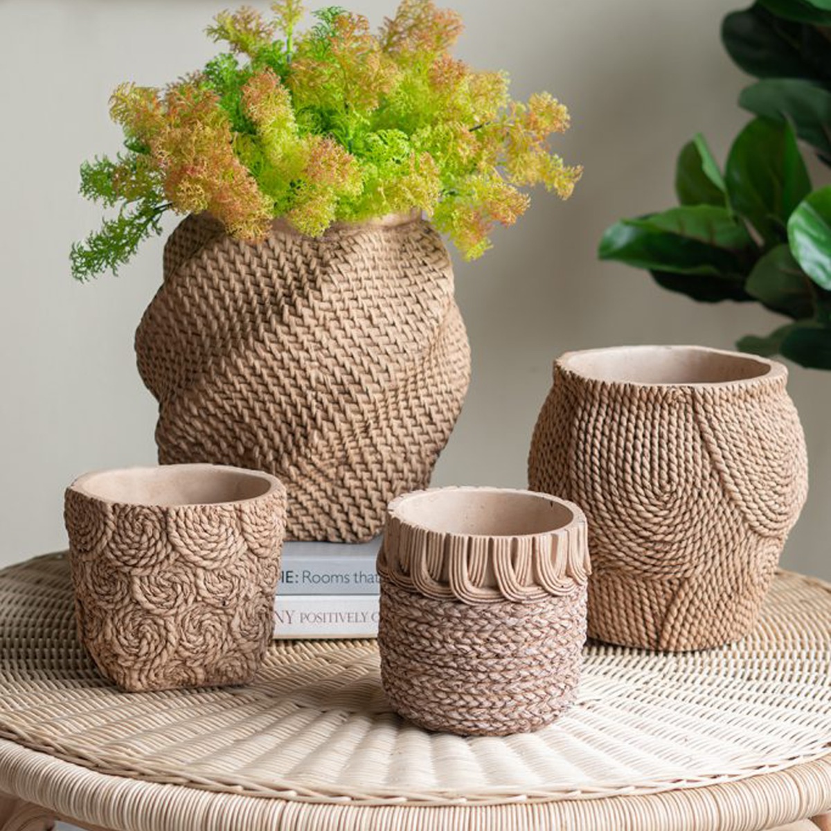 Artekko Cement Καφέ Τσιμεντένια Κασπώ (21x20.5x18.5)cm 2pcs