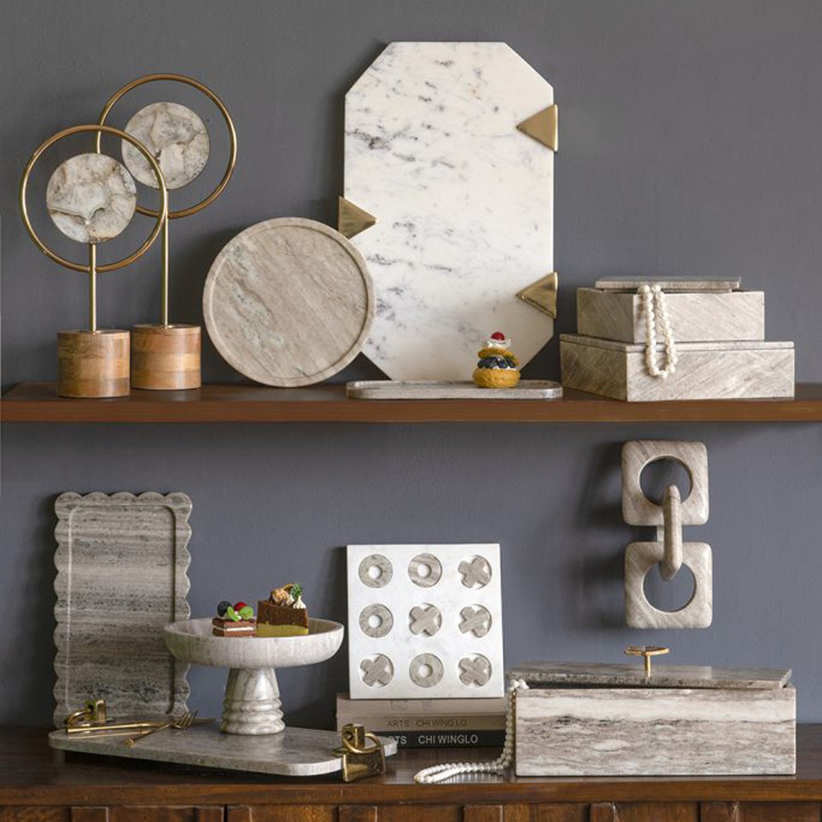 Artekko Marble Γκρι Μαρμάρινη Ορντερβιέρα (25x25x15)cm