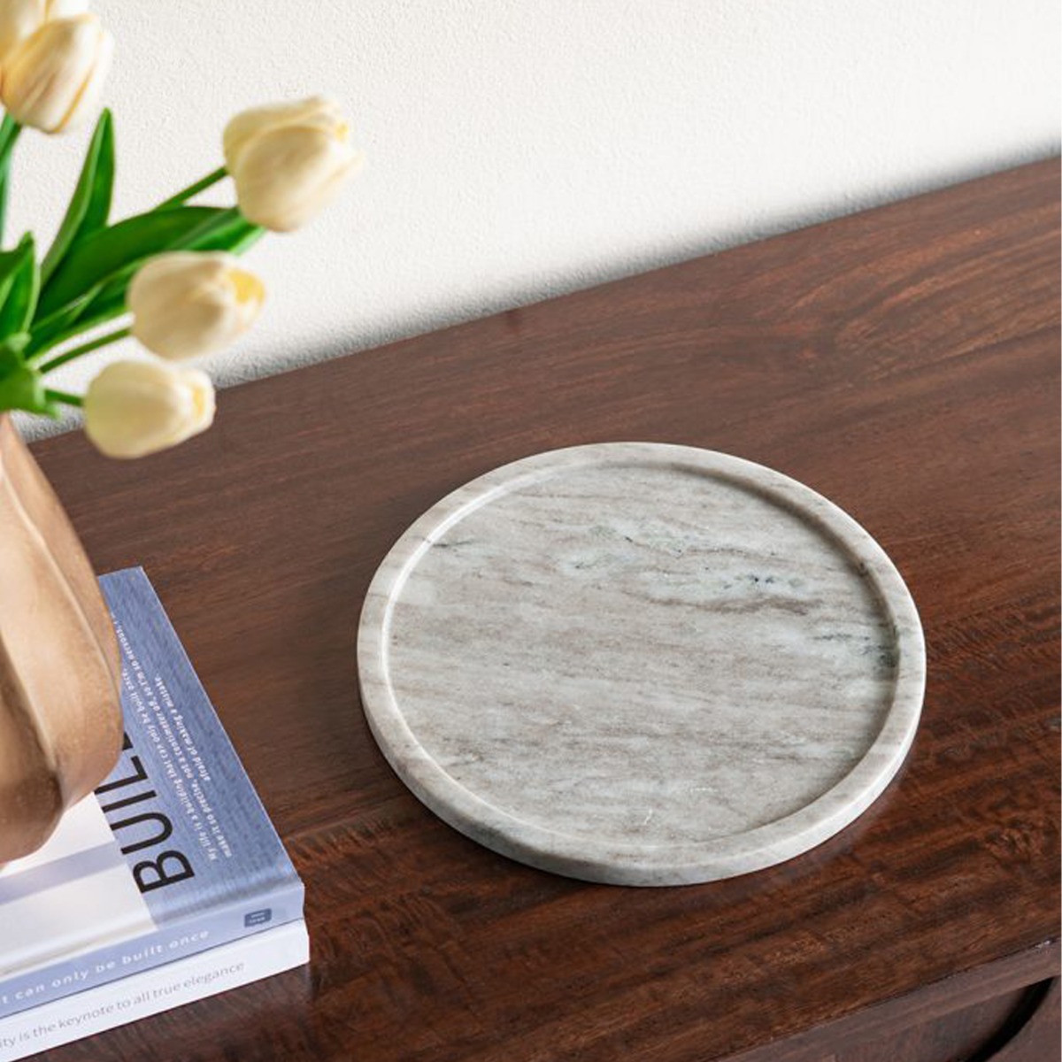 Artekko Marble Γκρι Μαρμάρινος Δίσκος Πλατό (25x25x1.8)cm