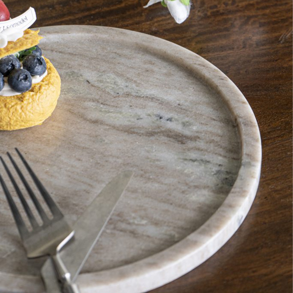 Artekko Marble Γκρι Μαρμάρινος Δίσκος Πλατό (25x25x1.8)cm