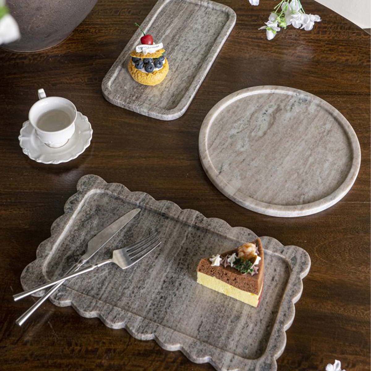 Artekko Marble Γκρι Μαρμάρινος Δίσκος Πλατό (25x25x1.8)cm