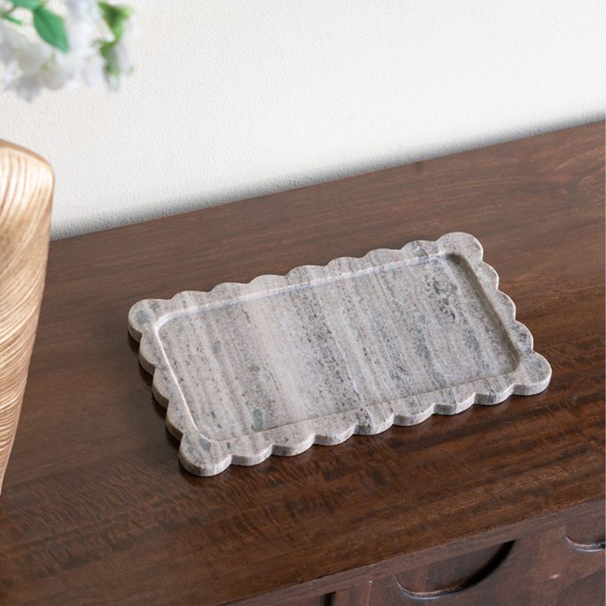 Artekko Marble Γκρι Μαρμάρινος Δίσκος Πλατό (35.5x20x1.8)cm