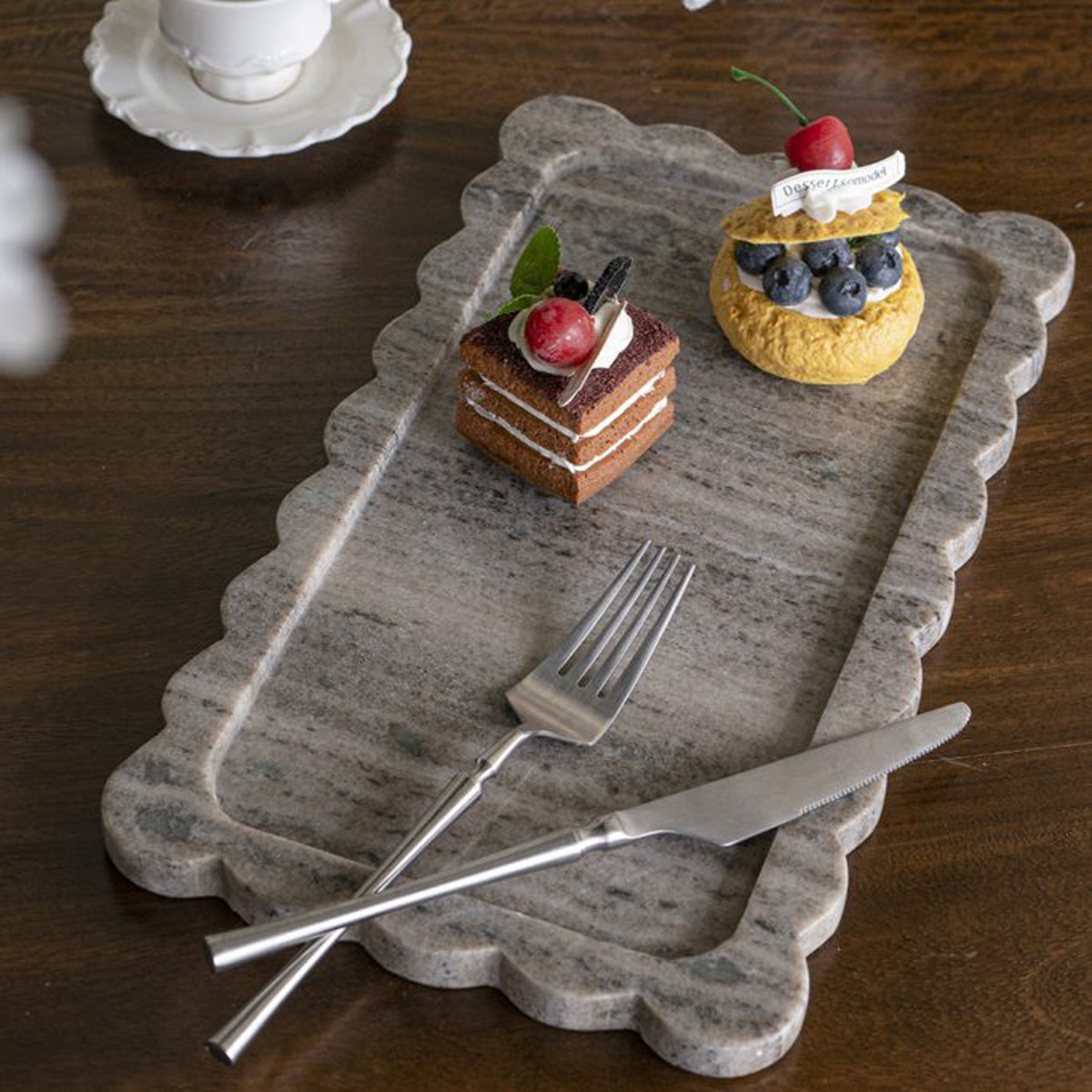 Artekko Marble Γκρι Μαρμάρινος Δίσκος Πλατό (35.5x20x1.8)cm