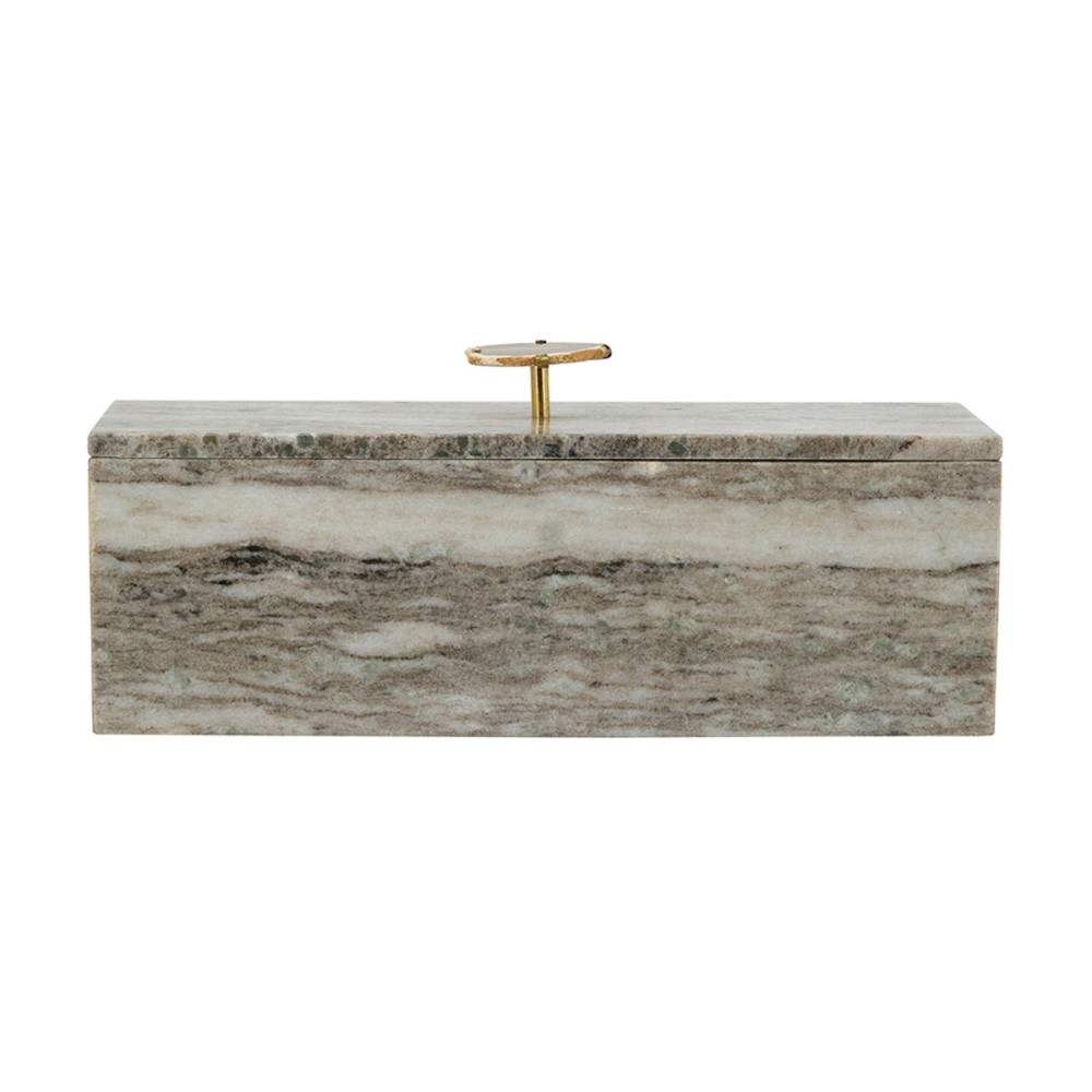 Artekko Marble Γκρι Μαρμάρινο Διακοσμητικό Κουτί Κοσμηματοθήκη με Αχάτη (38x12.5x16)cm