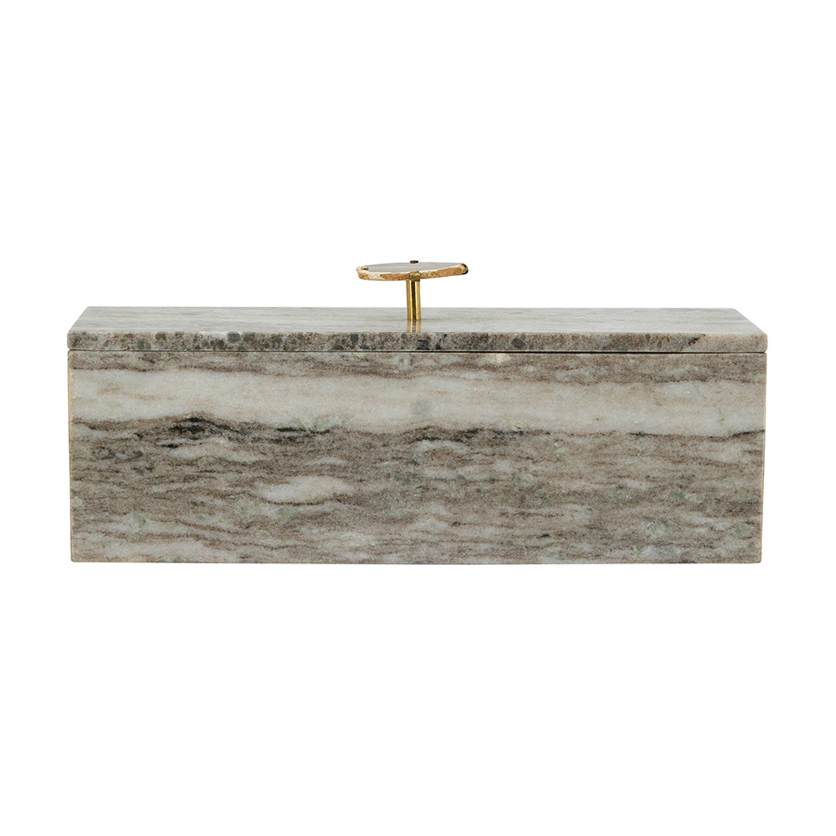 Artekko Marble Γκρι Μαρμάρινο Διακοσμητικό Κουτί Κοσμηματοθήκη με Αχάτη (38x12.5x16)cm