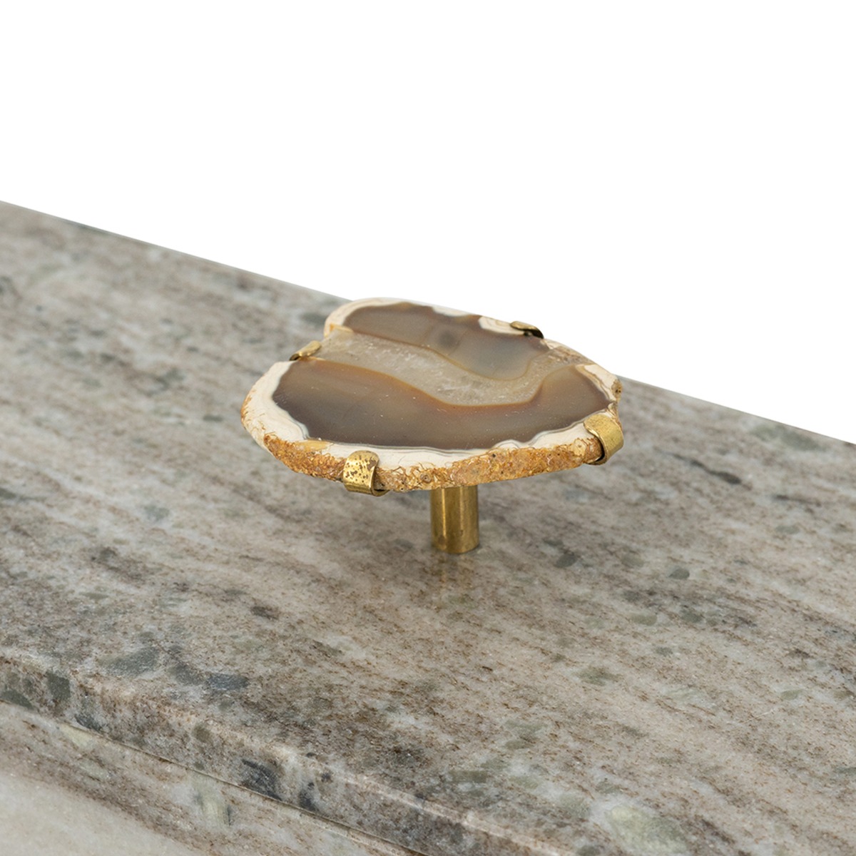 Artekko Marble Γκρι Μαρμάρινο Διακοσμητικό Κουτί Κοσμηματοθήκη με Αχάτη (38x12.5x16)cm