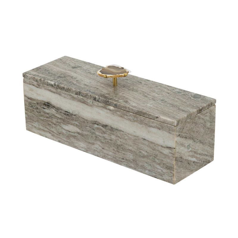 Artekko Marble Γκρι Μαρμάρινο Διακοσμητικό Κουτί Κοσμηματοθήκη με Αχάτη (38x12.5x16)cm