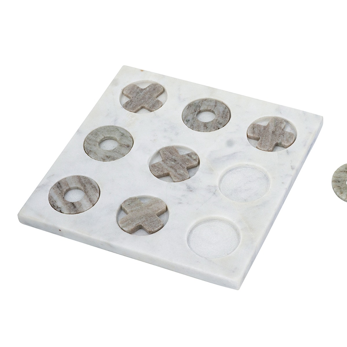 Artekko Tic Tac Toe Γκρι Μαρμάρινη Διακοσμητική Τρίλιζα σε Λευκή Βάση (23x23x1.5)cm