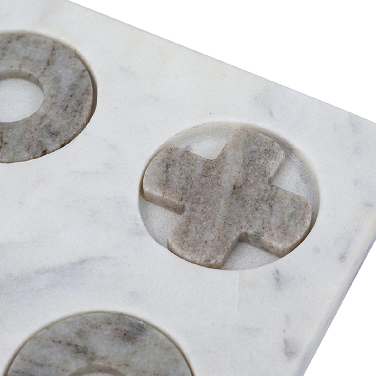 Artekko Tic Tac Toe Γκρι Μαρμάρινη Διακοσμητική Τρίλιζα σε Λευκή Βάση (23x23x1.5)cm