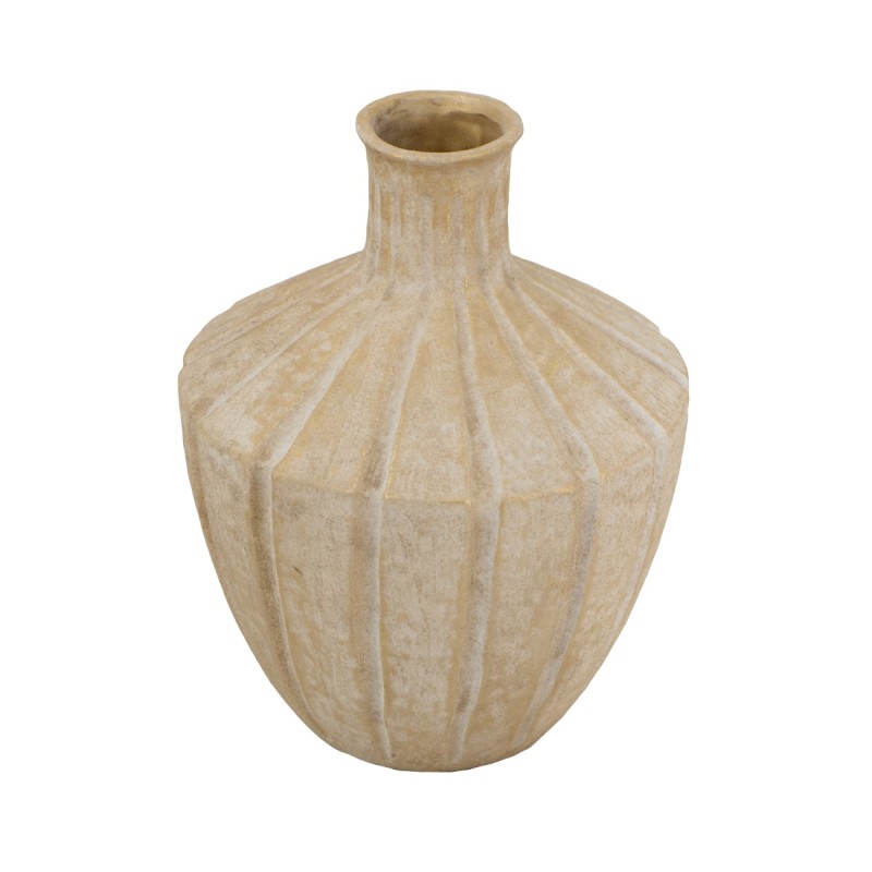 Artekko Candia Μπεζ Βάζο από Τερακότα με Χρυσό Φινίρισμα (25.5x25.5x34)cm