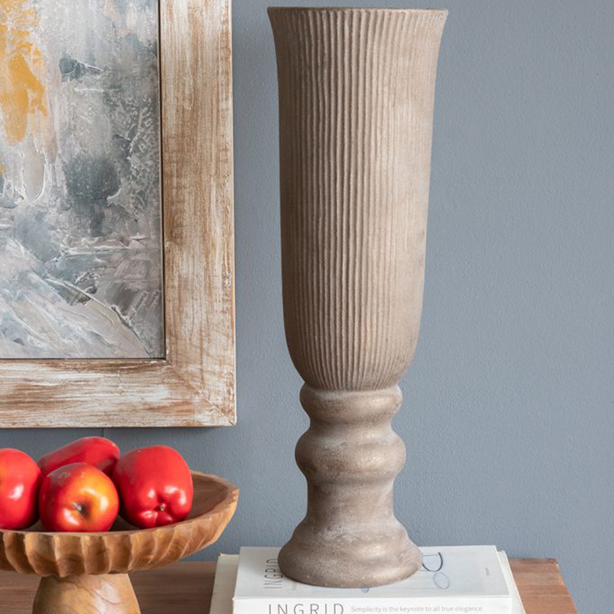 Artekko Candia Καφέ Βάζο από Τερακότα με Μπρονζέ Φινίρισμα (17.5x17.5x56.5)cm