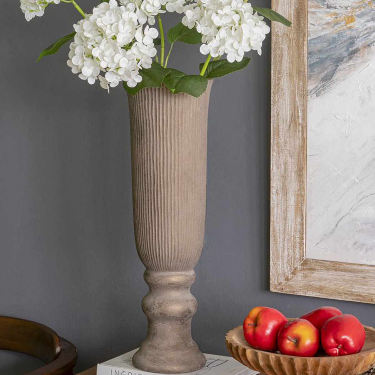 Artekko Candia Καφέ Βάζο από Τερακότα με Μπρονζέ Φινίρισμα (17.5x17.5x56.5)cm