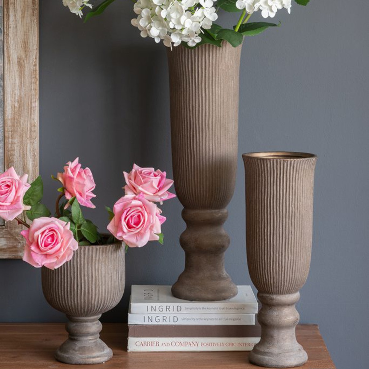 Artekko Candia Καφέ Βάζο από Τερακότα με Μπρονζέ Φινίρισμα (17.5x17.5x56.5)cm