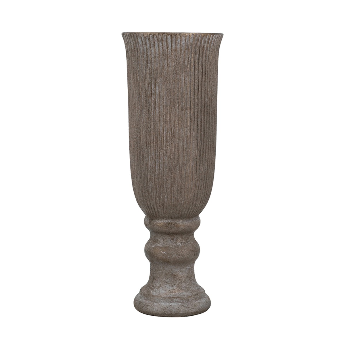 Artekko Candia Καφέ Βάζο από Τερακότα με Μπρονζέ Φινίρισμα (15.5x15.5x41.5)cm