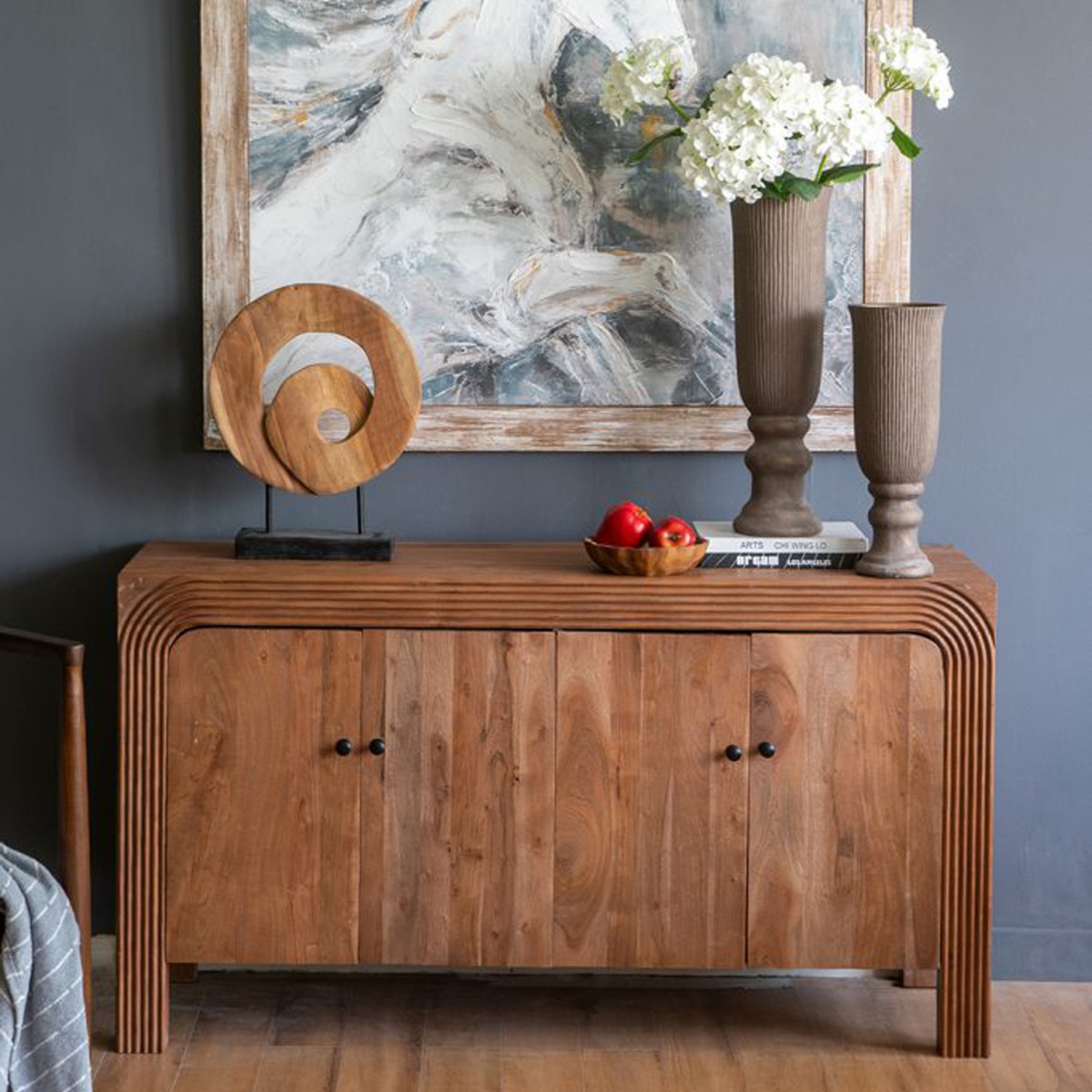 Artekko Candia Καφέ Βάζο από Τερακότα με Μπρονζέ Φινίρισμα (15.5x15.5x41.5)cm