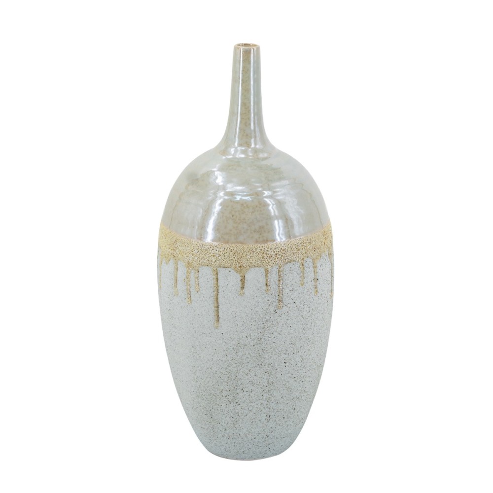 Artekko Glazed Μπεζ Κεραμικό Βάζο (18.5x18.5x44)cm