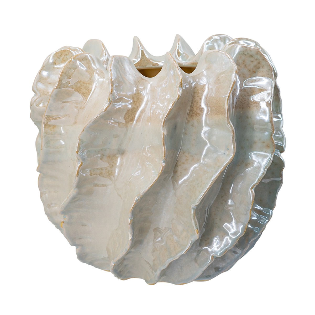 Artekko Glazed Μπεζ Κεραμικό Βάζο (27x27x25.5)cm